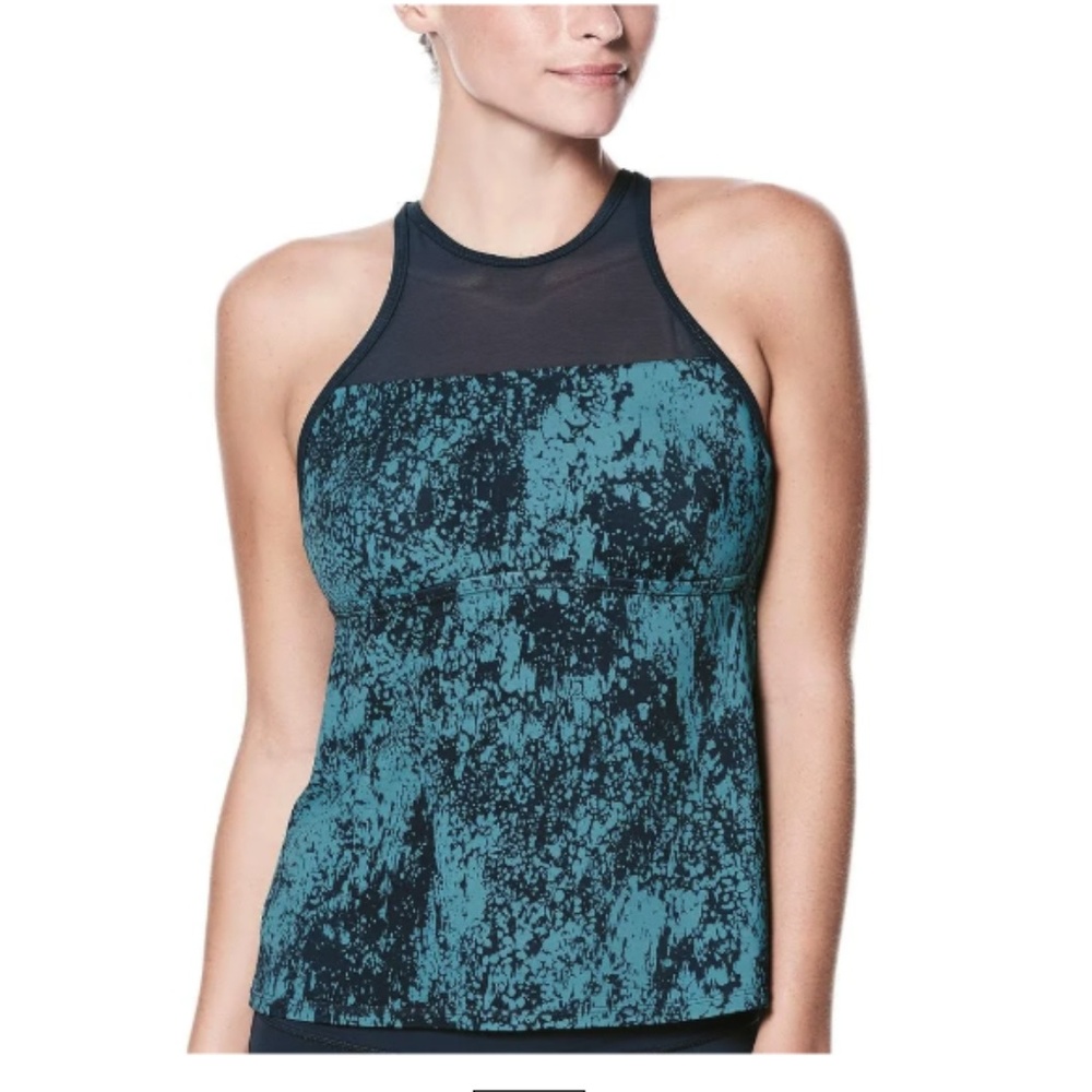 NIKE Marble Printed High-Neck Tankini Top NWT $52